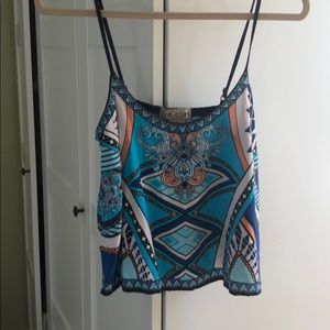 Blue orange and white Aztec crop top